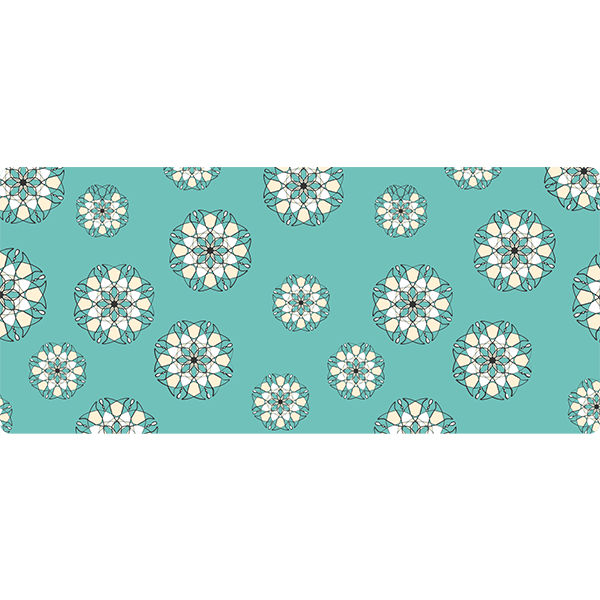 Teal Floral Design Medium Work Mat